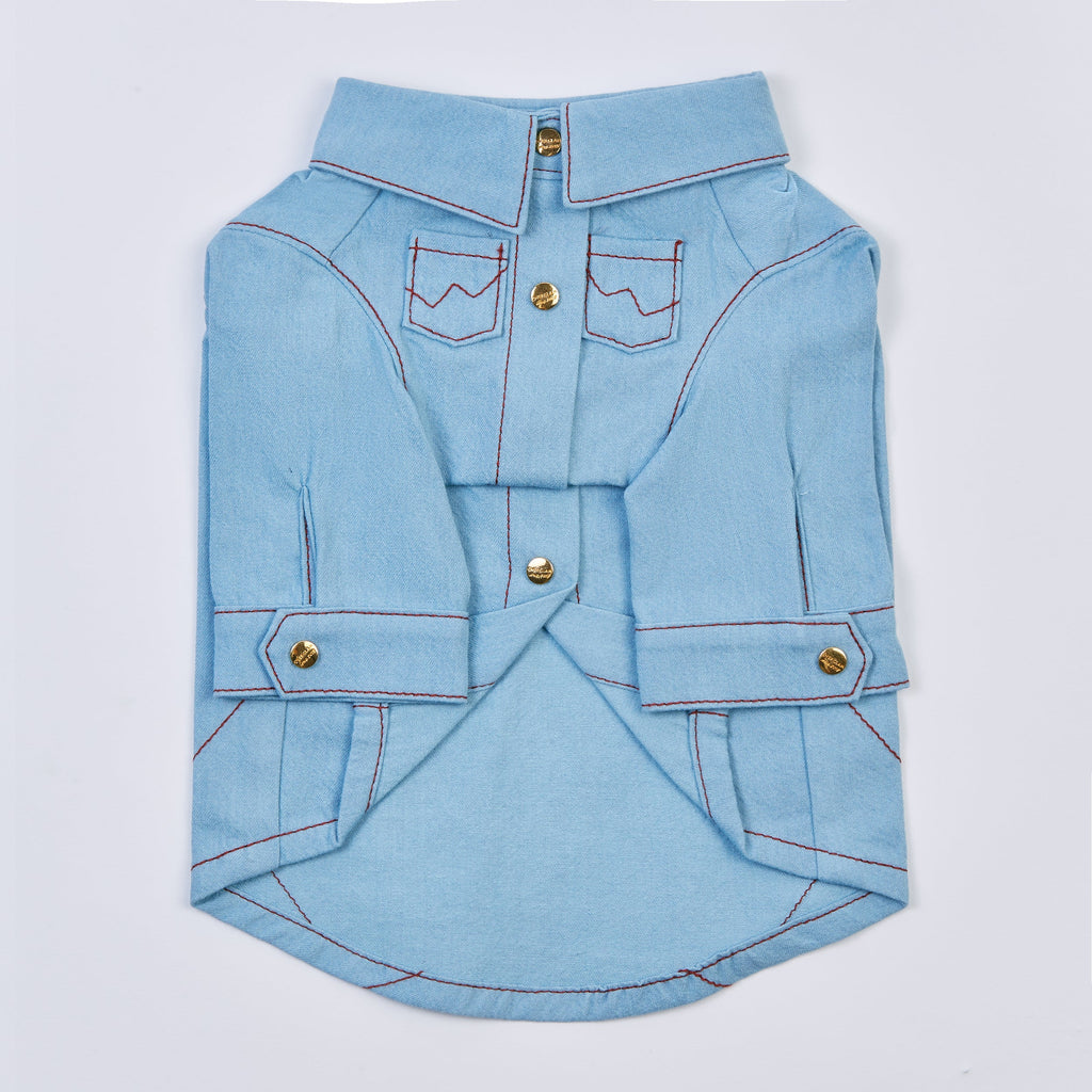 Top-Stitched Shirt (Blue)
