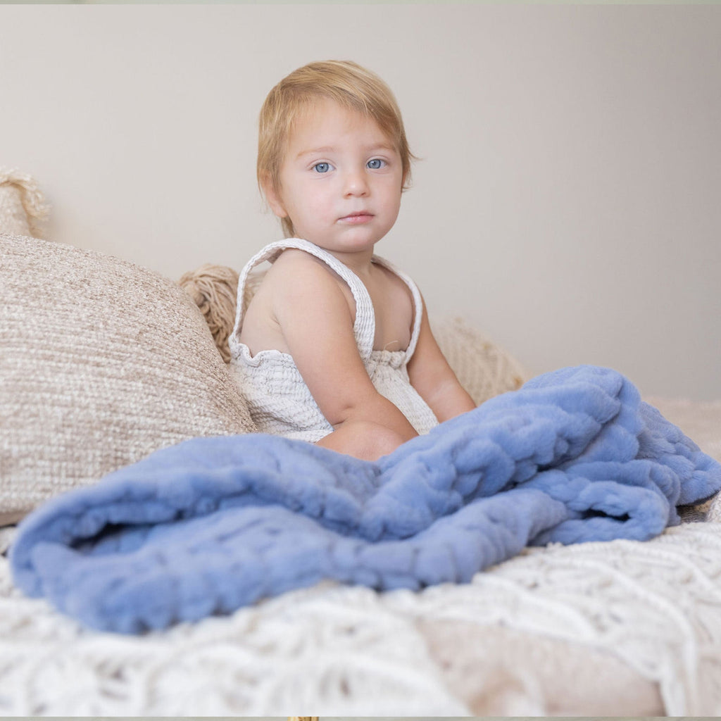 Ultra-Soft Solid Blue Fur Blanket