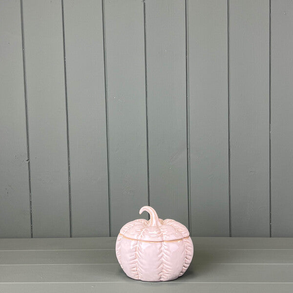 Glazed Ceramic Pumpkin Jar with Textured Detail