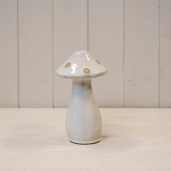Small Cream Ceramic Mushroom with Sand Dots