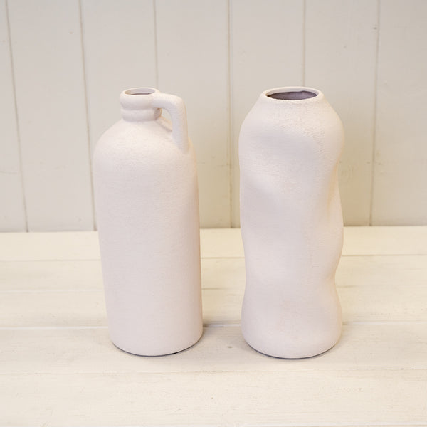 White Tall Sculptured Textured Vase