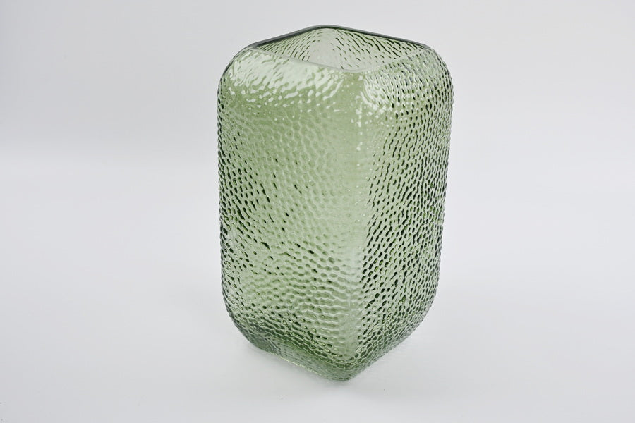 Vintage Green Dimpled Square Vase