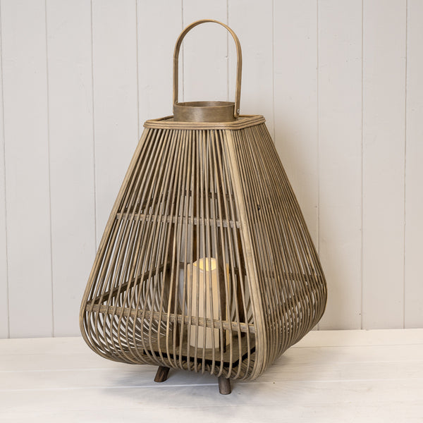 Large Bamboo Lantern with LED Candle