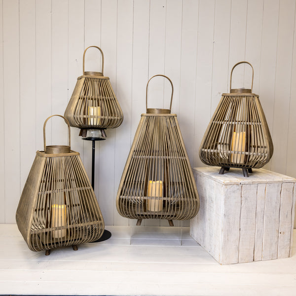 Large Bamboo Lantern with LED Candle