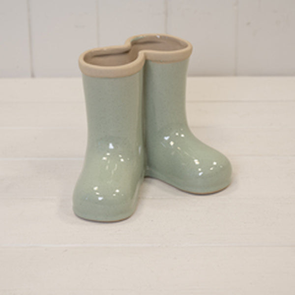 Sage Green Ceramic Wellingtons Vase Large