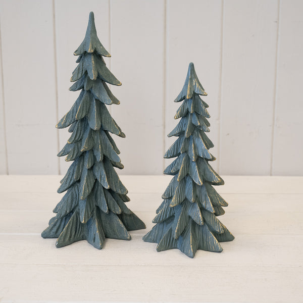 Resin Christmas Tree Dark Sage with Gold Edging Medium