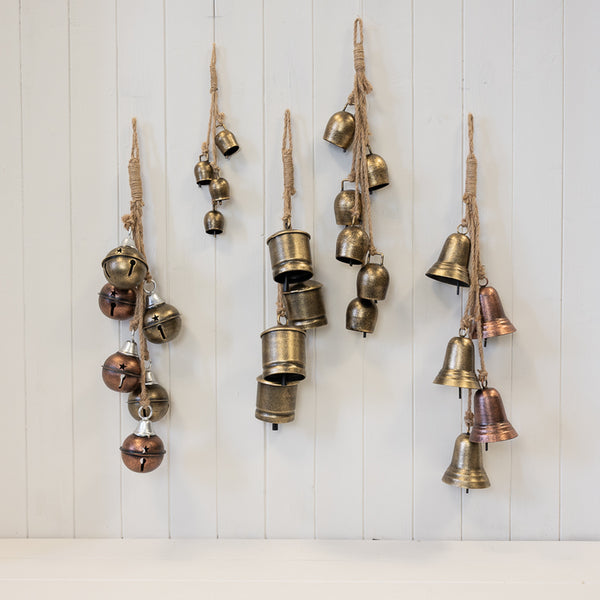 Metal Gold 4 Small Cowbell Hanging Garland