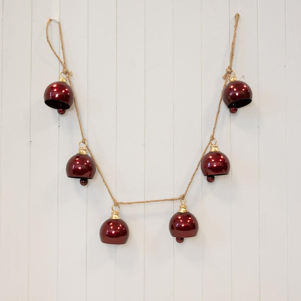 Glossy Deep Red Metal 6 Bell Garland