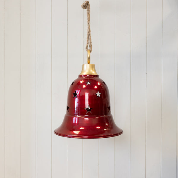 Glossy Red Metal Bell with Cutout Detail Large