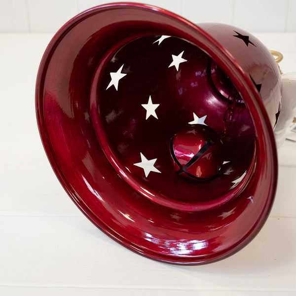 Glossy Red Metal Bell with Cutout Detail Small