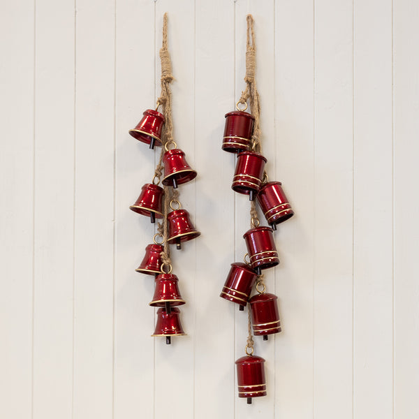 Metal Glossy Red 7 Bell Hanging Garland
