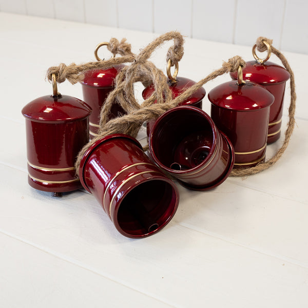 Metal Glossy Red 7 Cowbell Hanging Garland