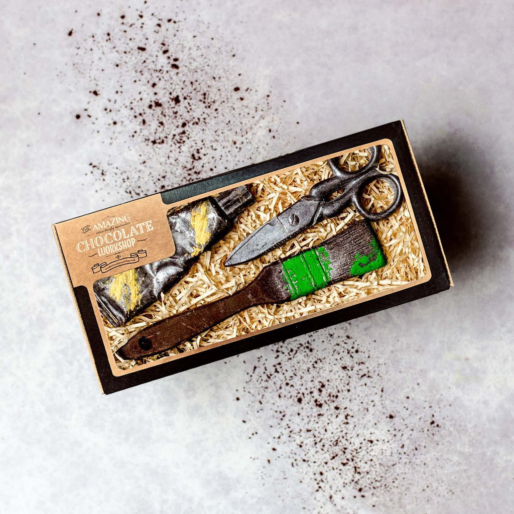 Artists Chocolate Gift Set -Paint Brush, Paint Tube & Scissors Box