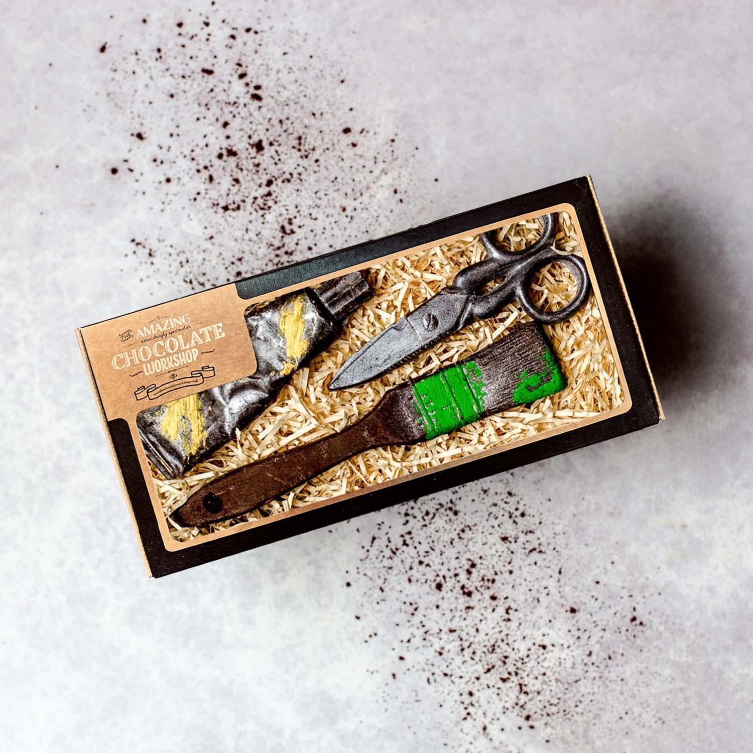 Artists Chocolate Gift Set -Paint Brush, Paint Tube & Scissors Box