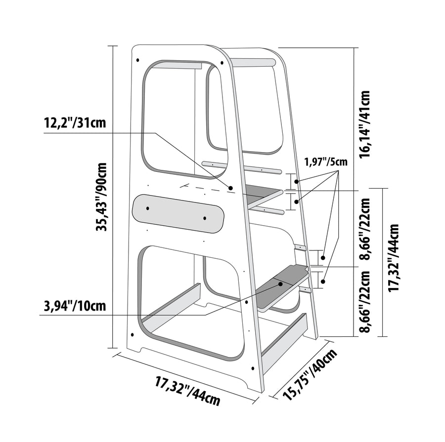 Montessori Helper Tower Step Stool – Safe & Adjustable for Kids by Montessori House Bed at www.brixbailey.com