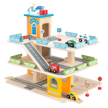 Wooden 3-Story Parking Garage with Elevator & Accessories by Gerardo's Toys at www.brixbailey.com