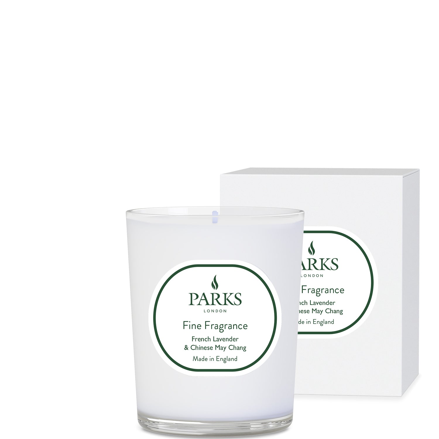 FINE FRAGRANCE 180G CANDLE FRENCH LAVENDER & CHINESE MAY CHANG