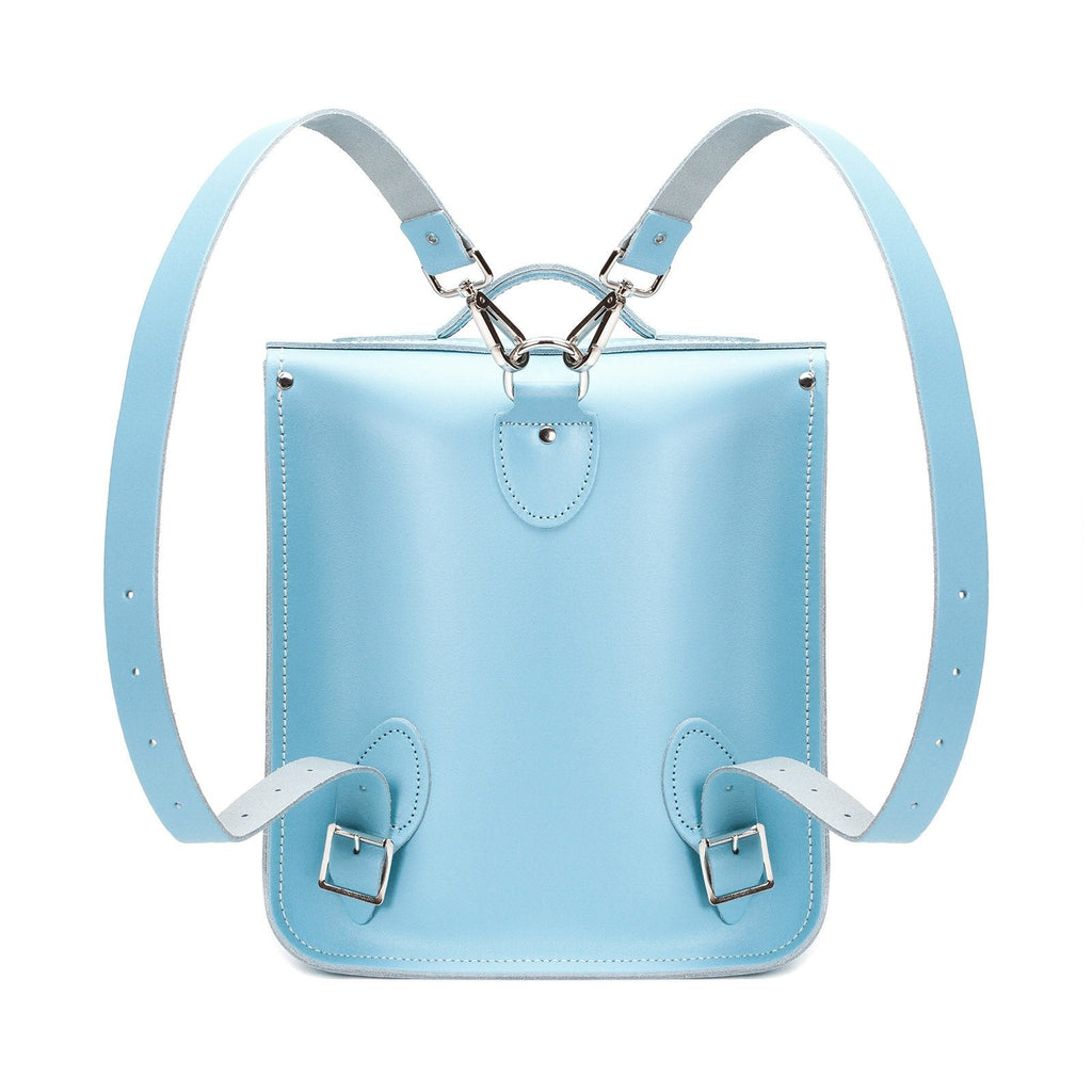Handmade Leather City Backpack - Pastel Baby Blue