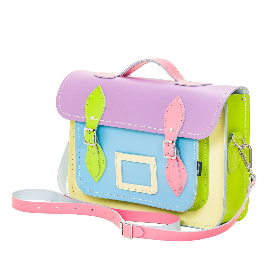 Handmade Leather Satchel - Pastel Kaleidoscope