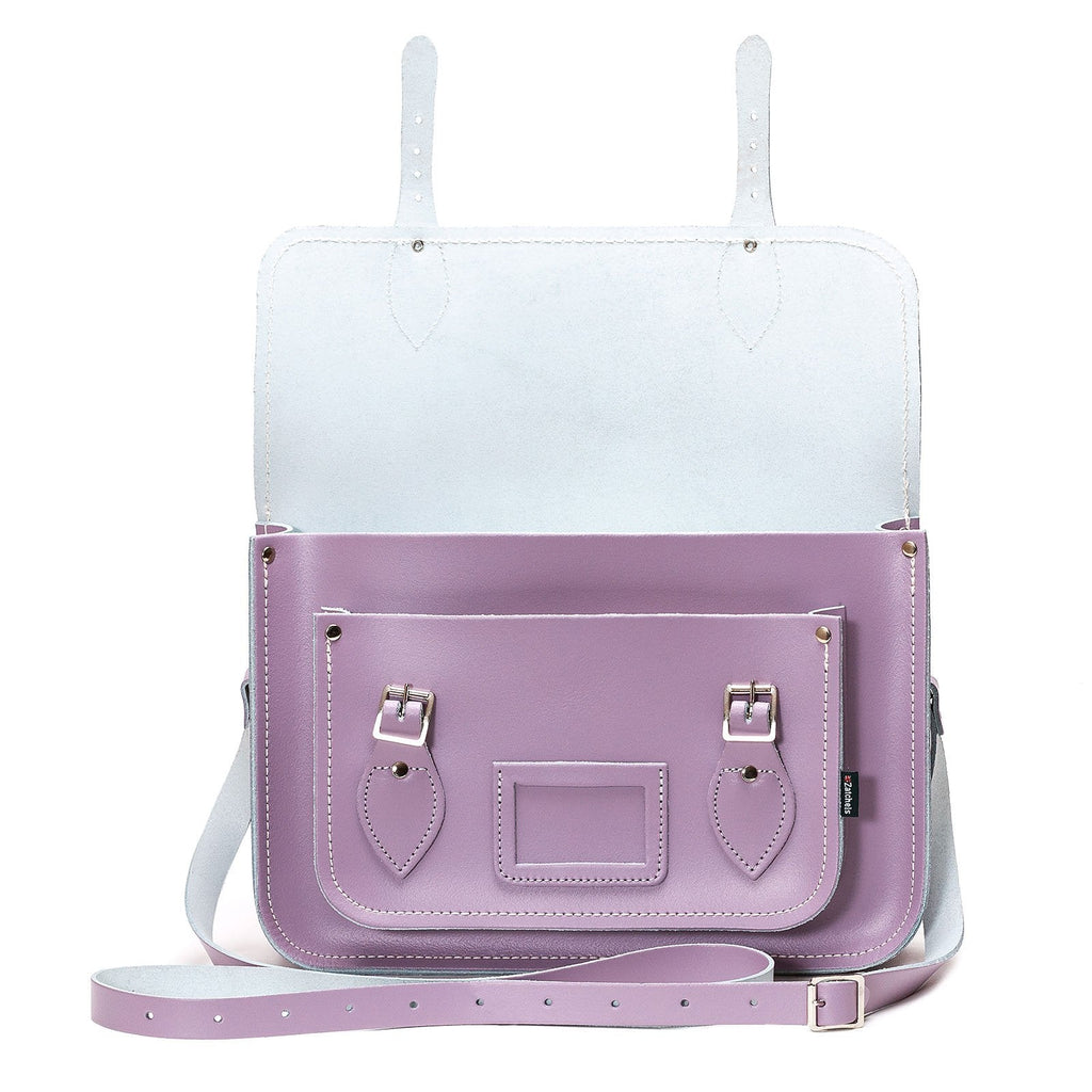Handmade Leather Satchel - Pastel Violet