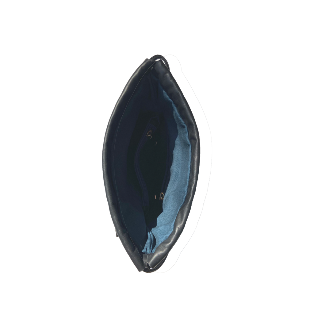 Leopard Print Leather Bucket Bag in Black