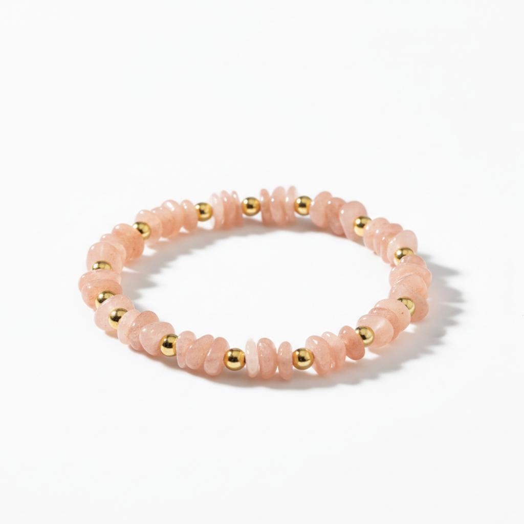 Peach Moonstone Bracelet Handmade with Sterling Silver or Gold Vermeil