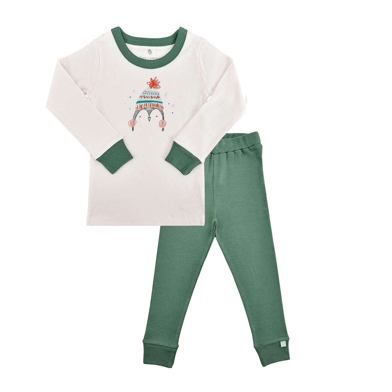 Penguin Pine Green Organic Cotton Pajamas for Toddlers