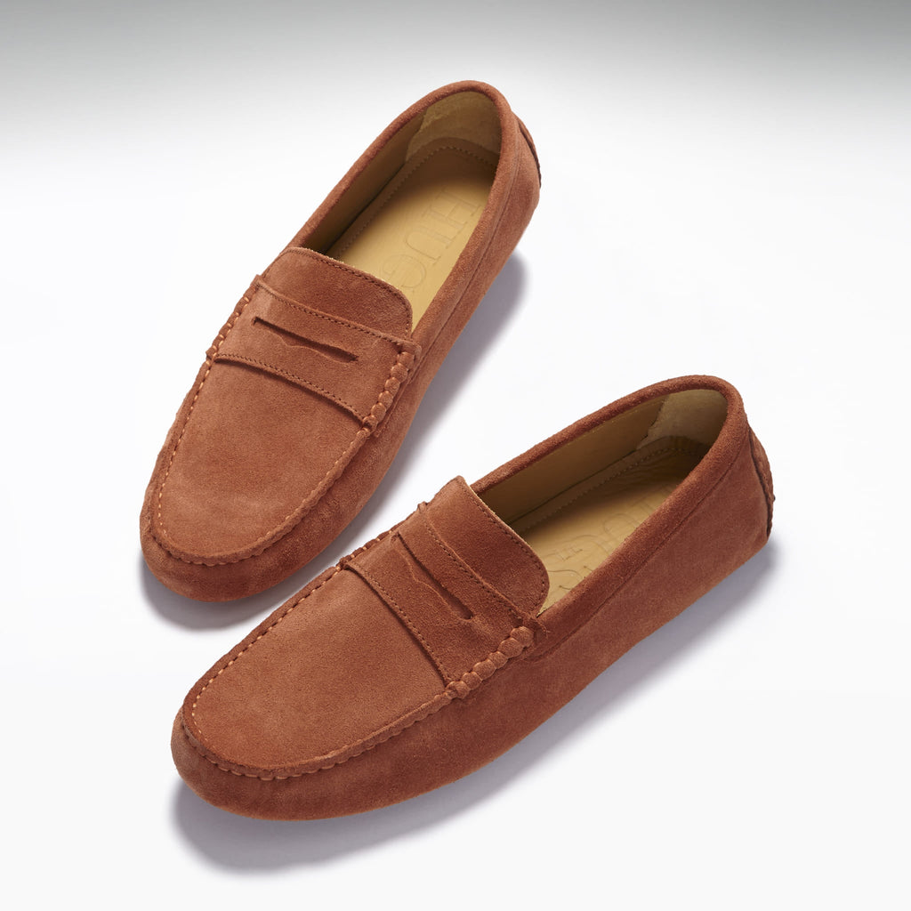 Rust Suede Penny Loafers