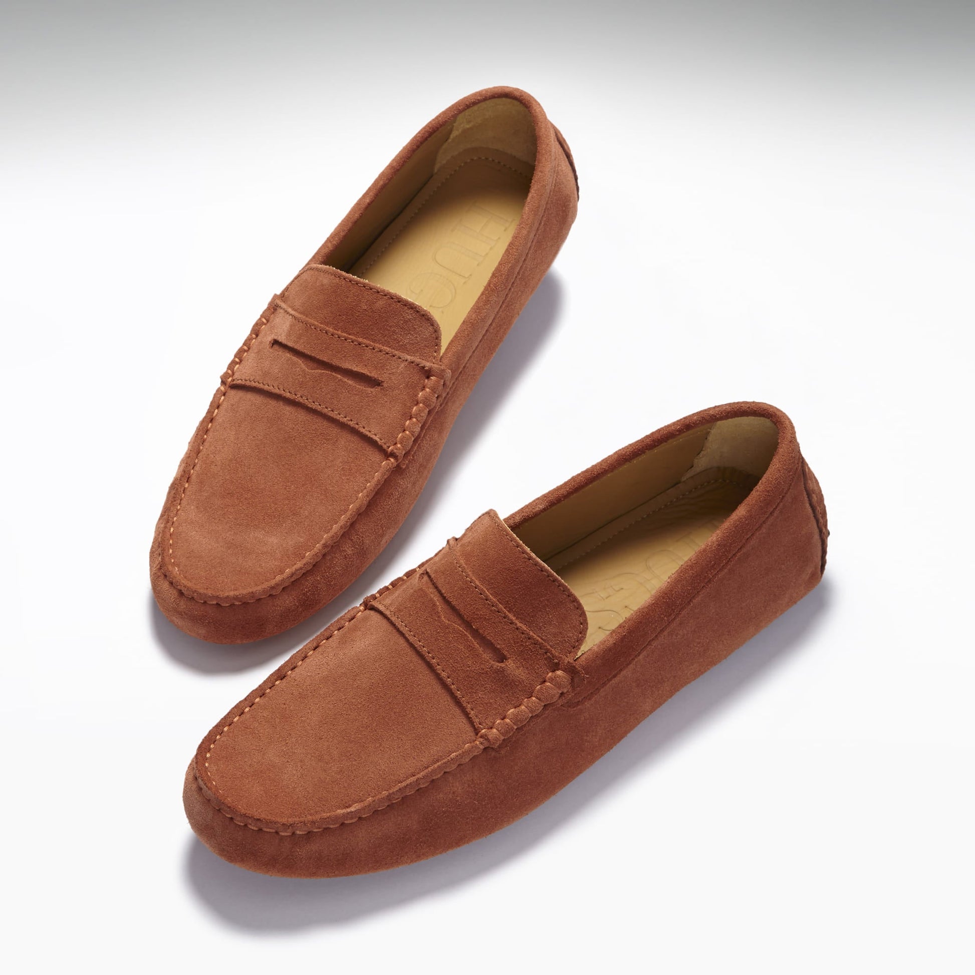 Rust Suede Penny Loafers