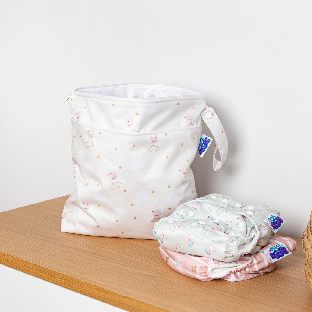Peppa Pig Grab and Go Nappy Wet Bag in Peppa Clouds