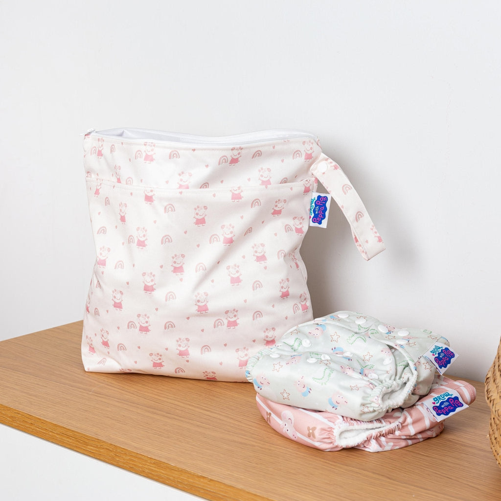 Peppa Pig Grab and Go Nappy Wet Bag Pink Rainbows