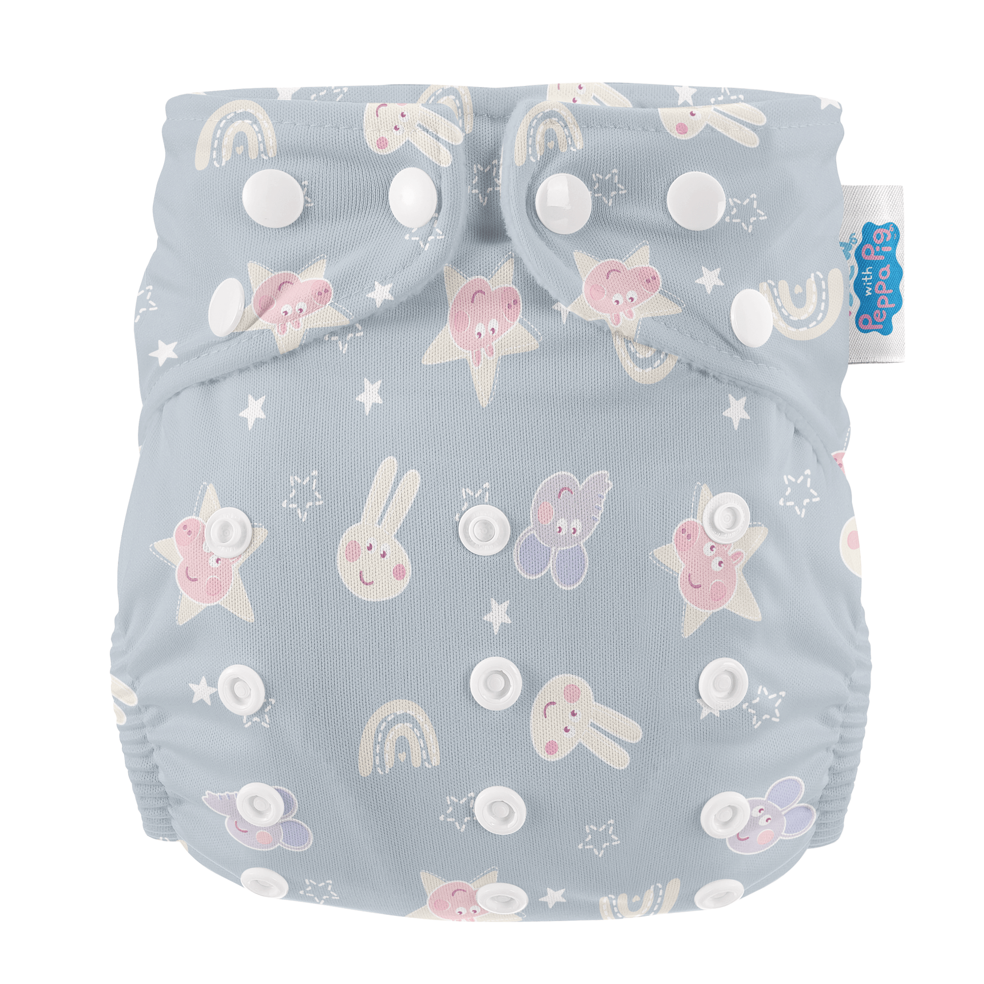 Peppa Pig One Size Reusable Cloth Nappy in Blue Mix