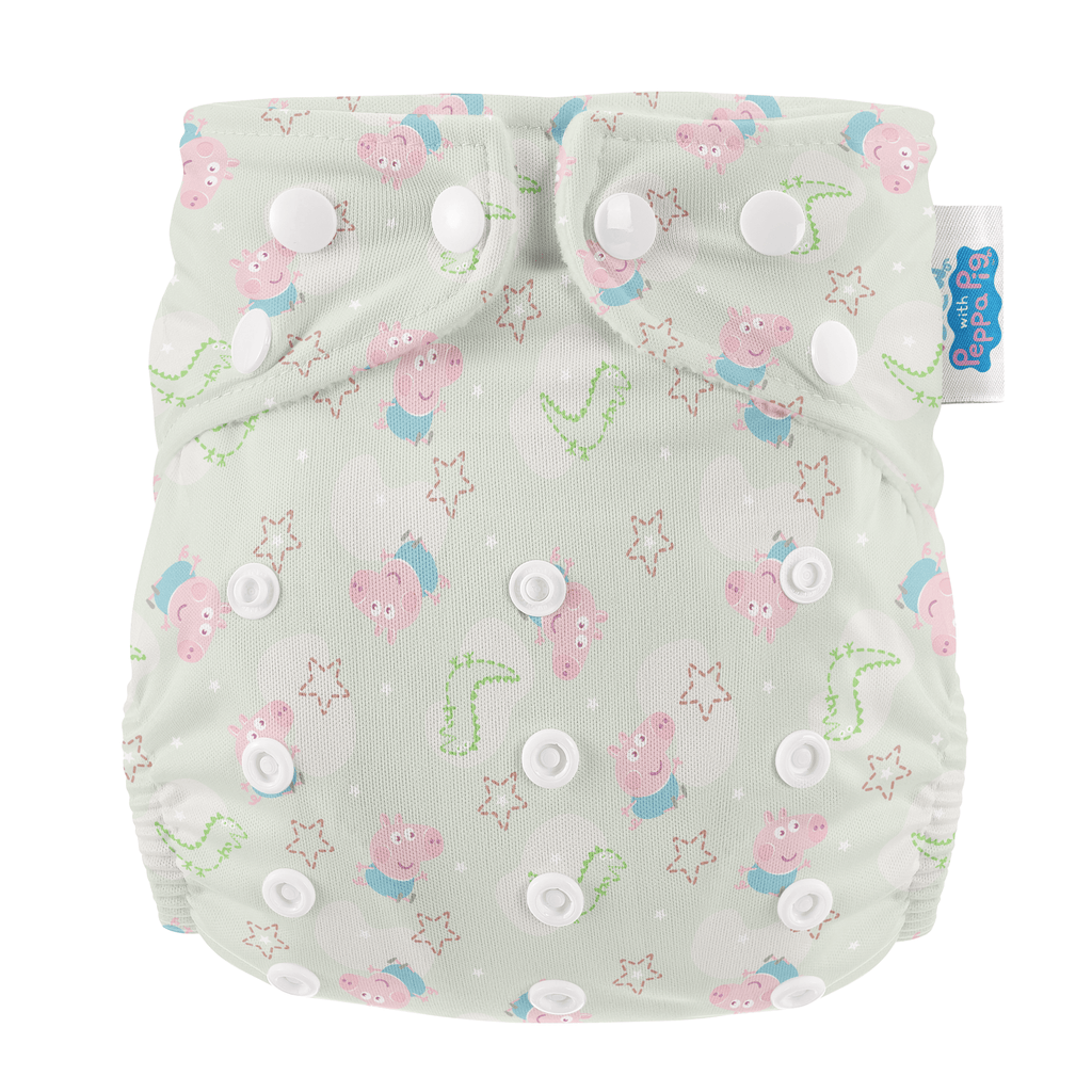 George Pig One Size Reusable Cloth Nappy in Sage