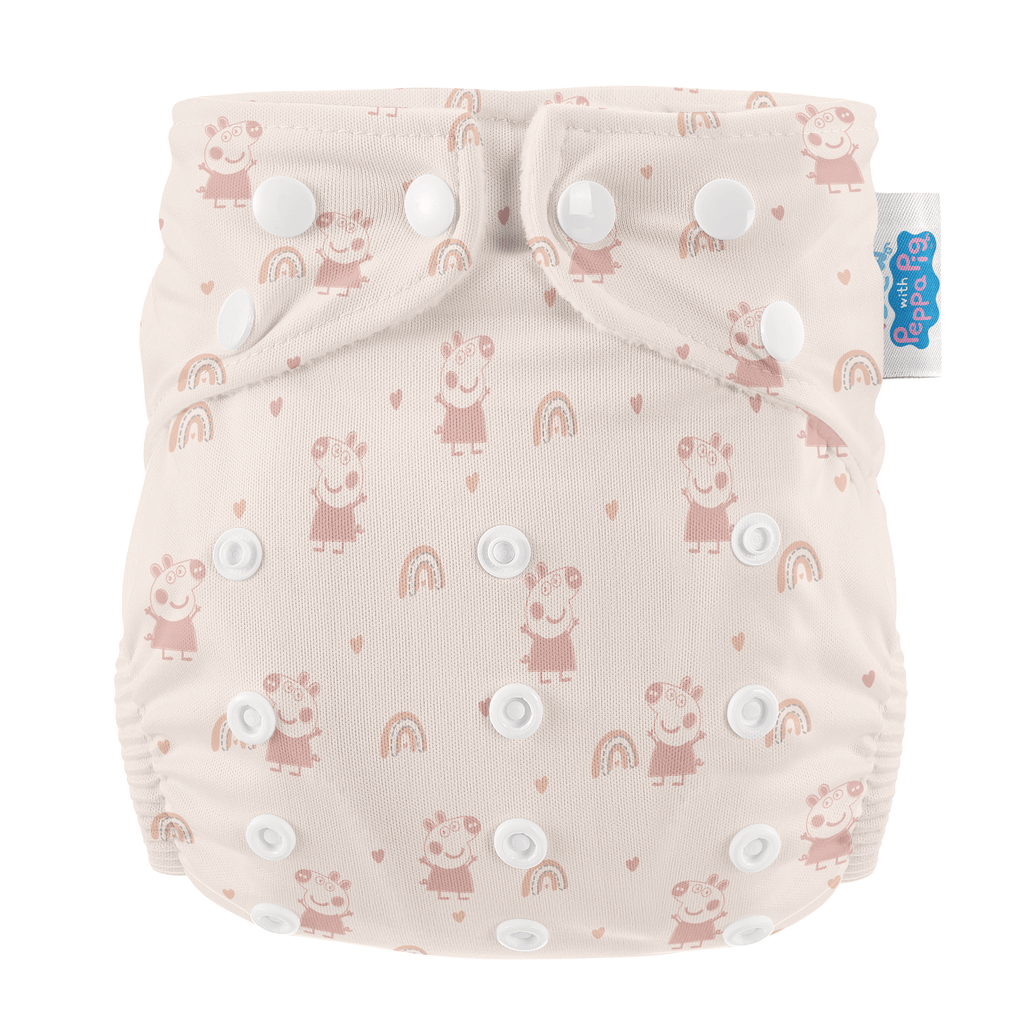Peppa Pig One Size Reusable Cloth Nappy Pink Rainbows
