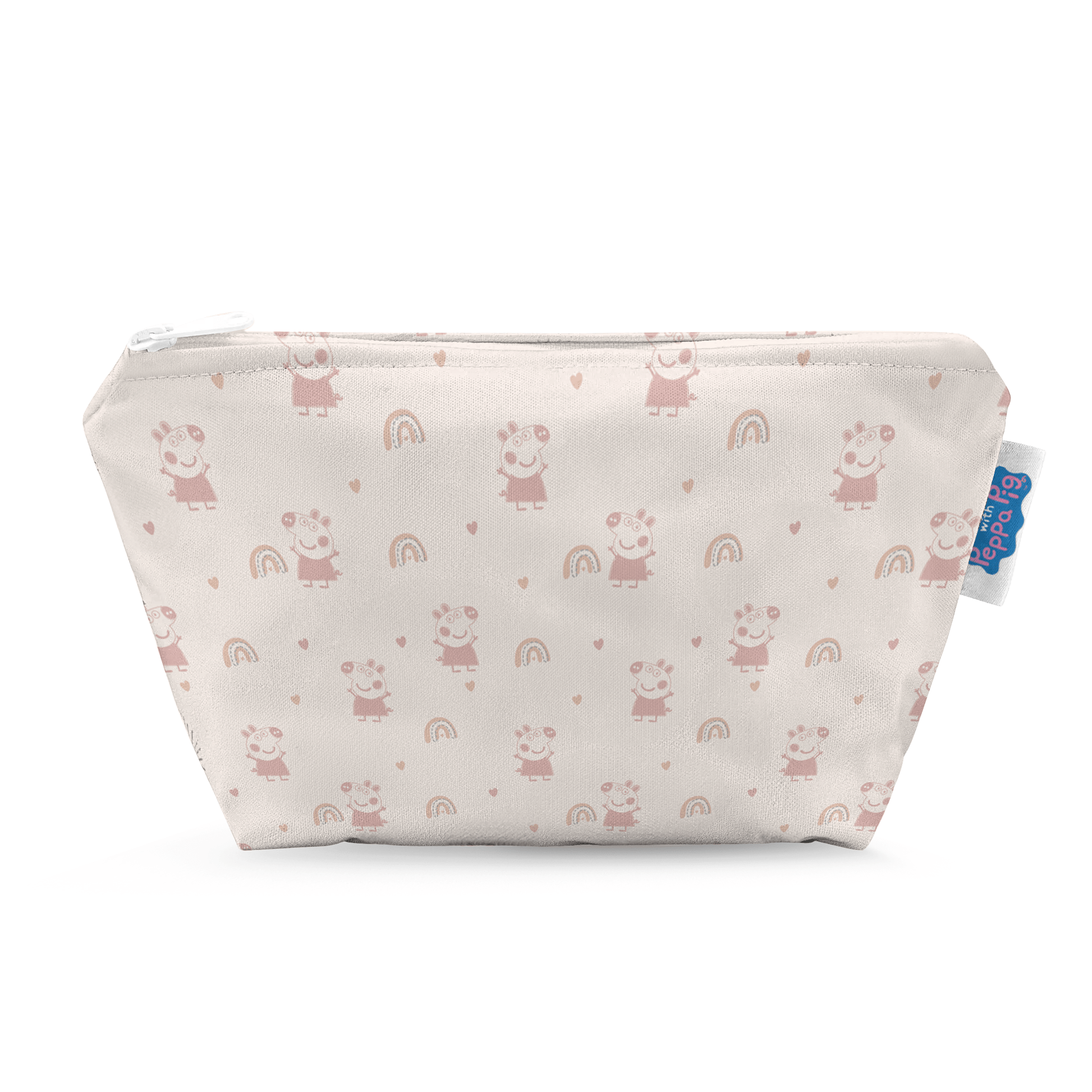 Peppa Pig Small Reusable Cloth Wipe Wet Bag in Pink Rainbows