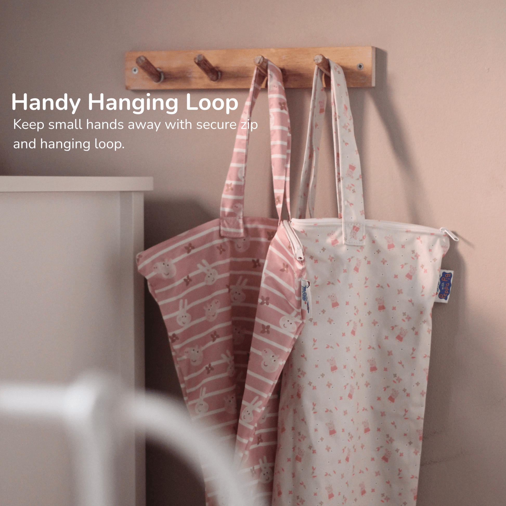 XL Wet Bag Reusable Cloth Nappy Pail in Peppa Clouds