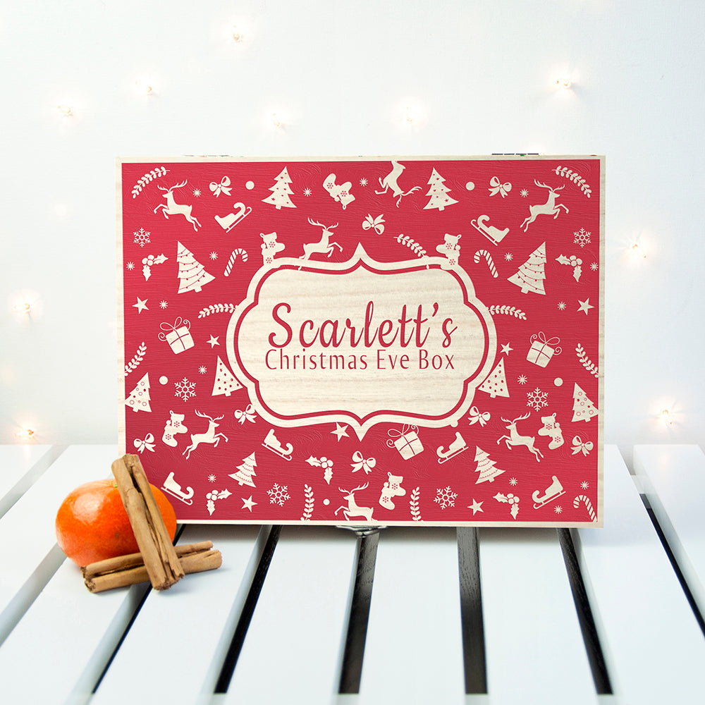 Personalised Festive Pattern Christmas Eve Box
