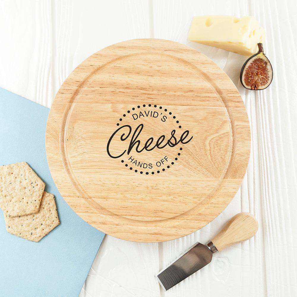 Personalised Hands Off Cheese Board Set with Knives