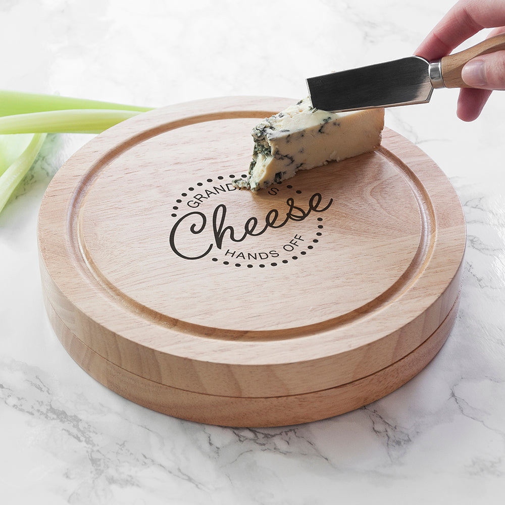 Personalised Hands Off Cheese Board Set with Knives