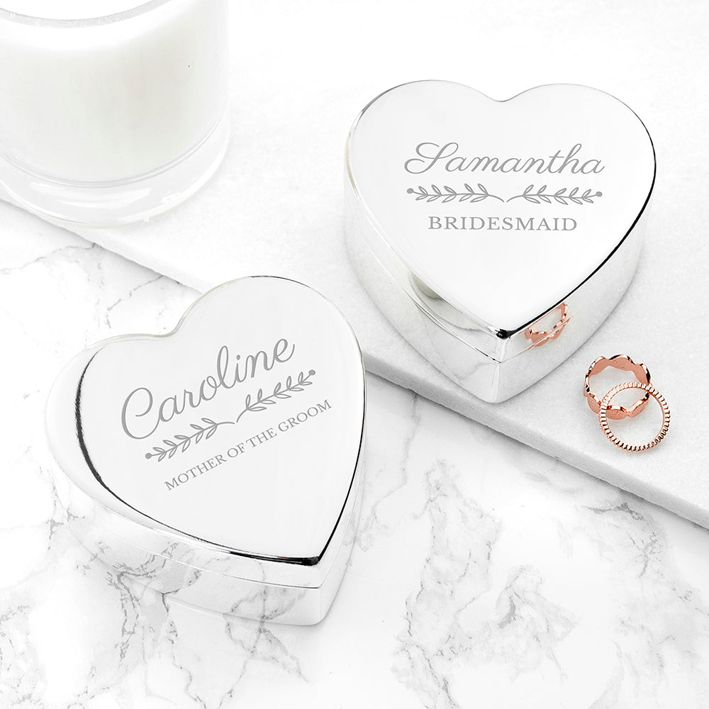 Personalised Heart Jewellery Box for Bridesmaids