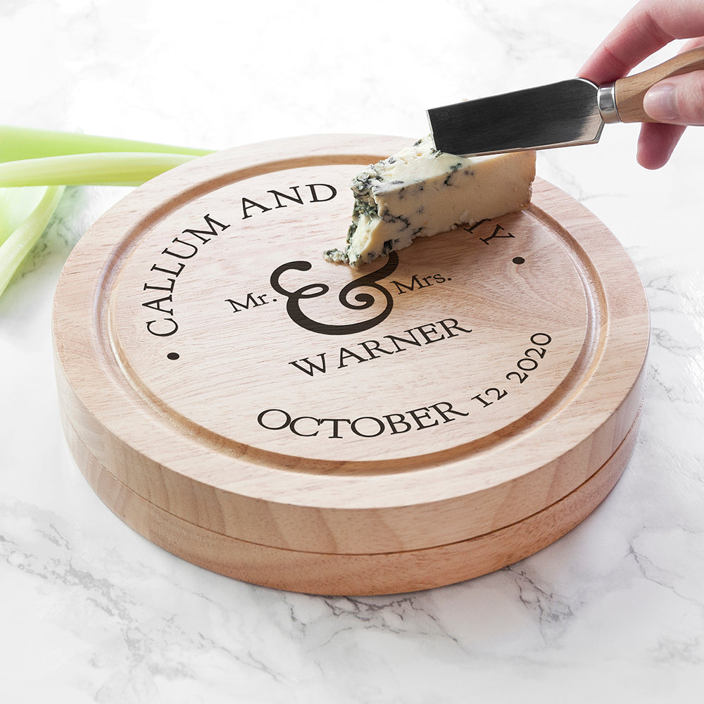 Personalised Couple's Classic Cheese Board Set with Knives