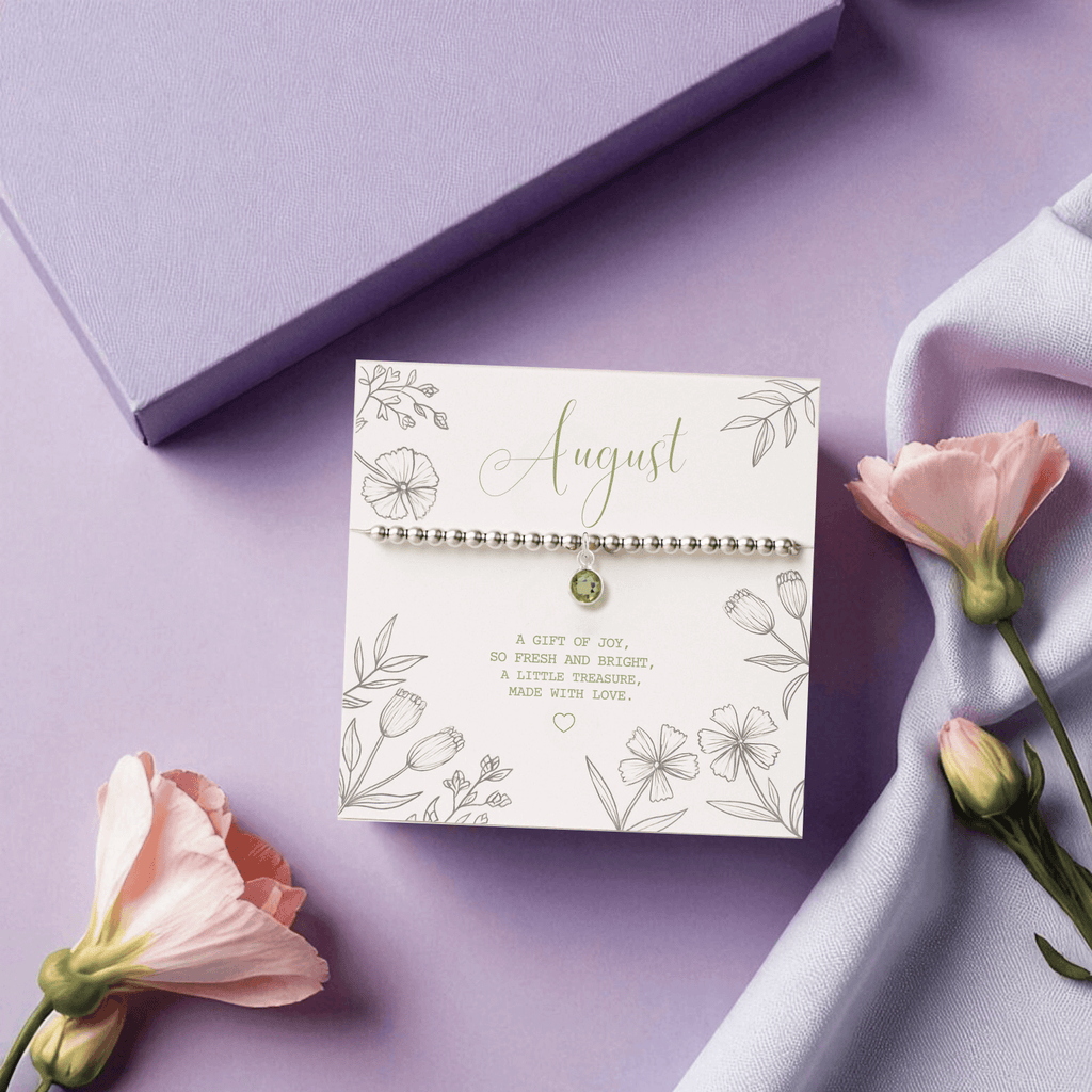 Peridot August Birthstone Stretch Bead Bracelet