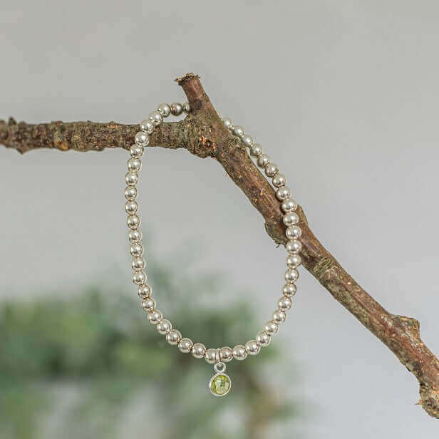 Peridot August Birthstone Stretch Bead Bracelet