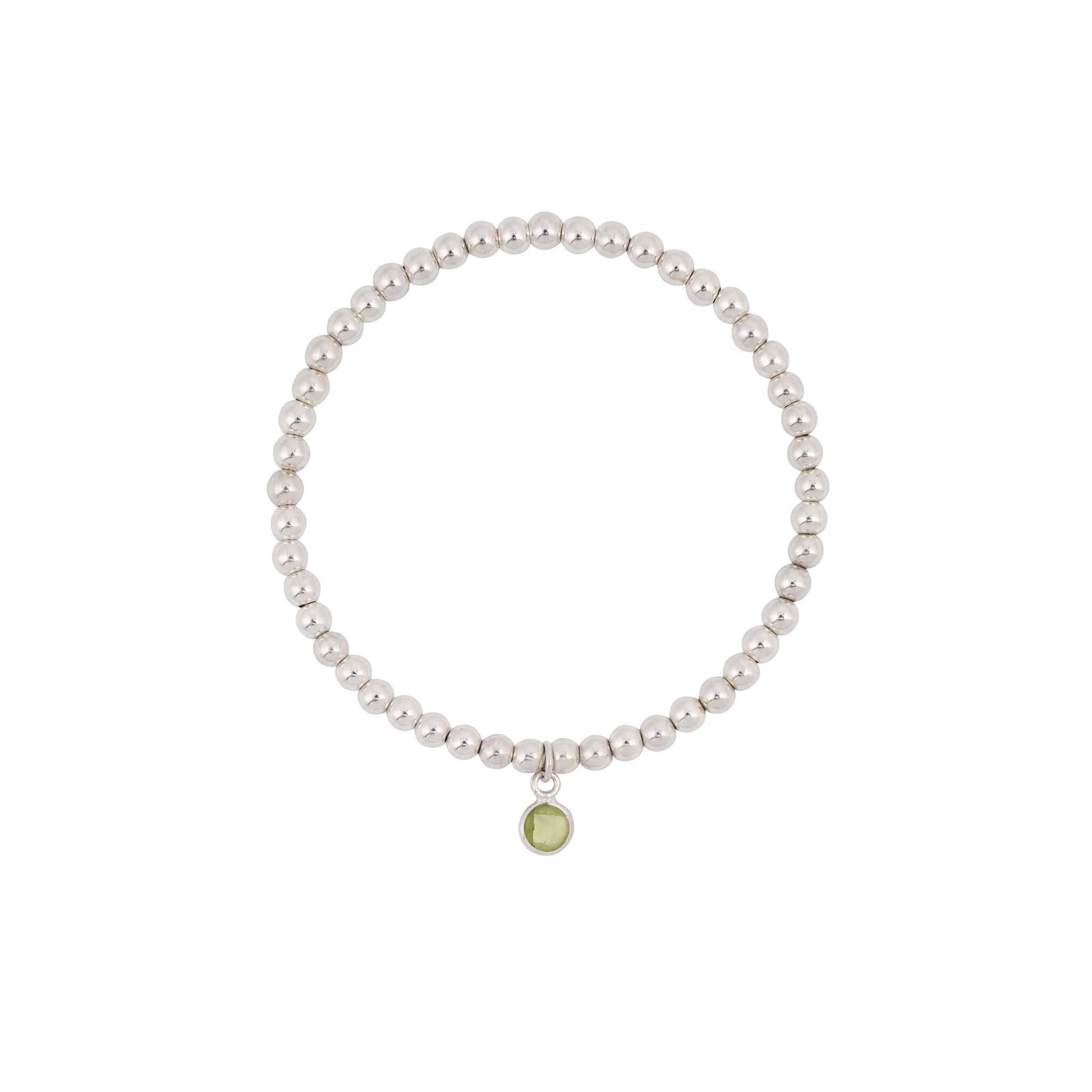Peridot August Birthstone Stretch Bead Bracelet