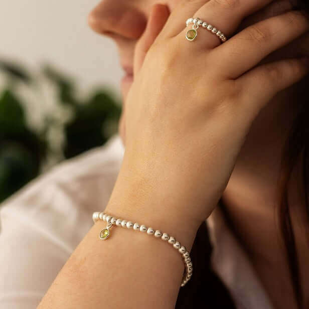 Peridot August Birthstone Bracelet and Ring Set