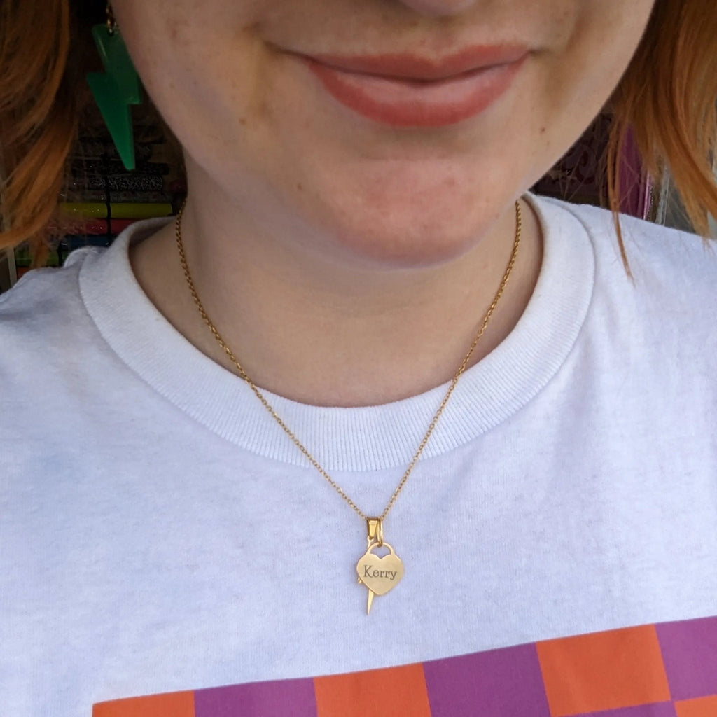 Personalised engraved heart tag necklace