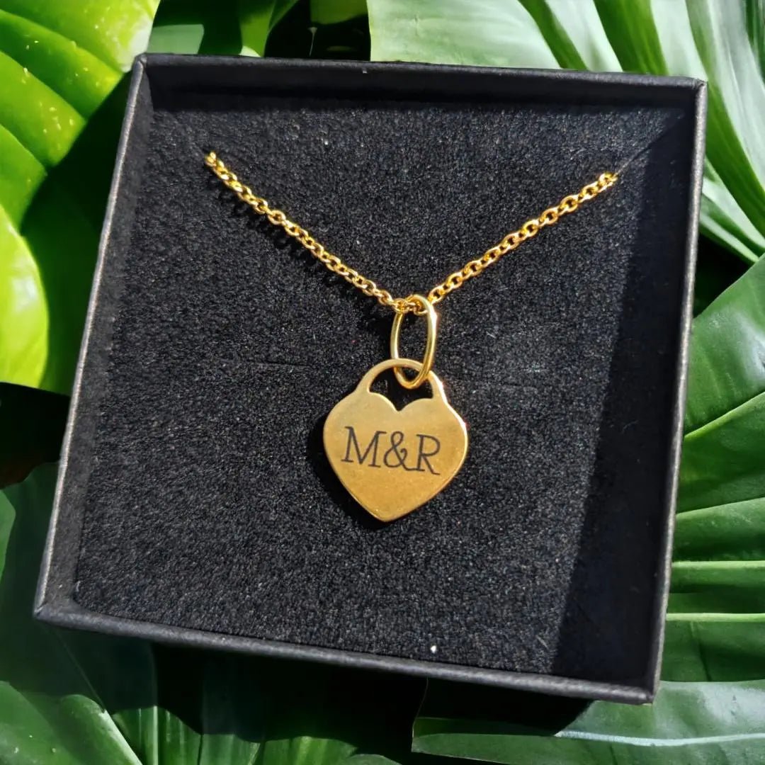 Personalised engraved heart tag necklace