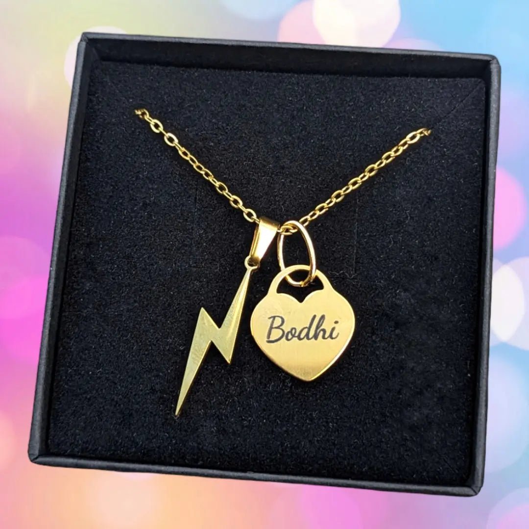 Personalised engraved heart tag necklace