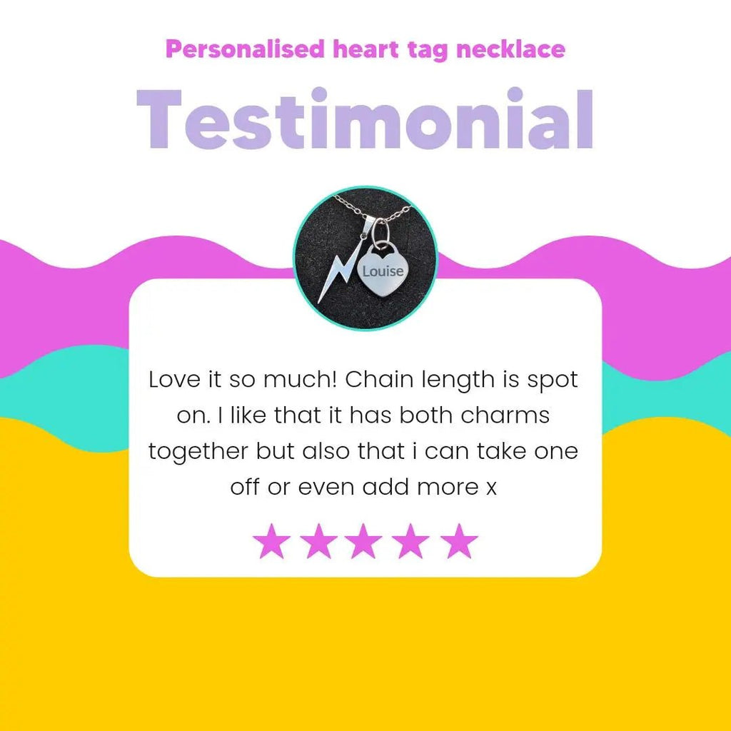 Personalised engraved heart tag necklace