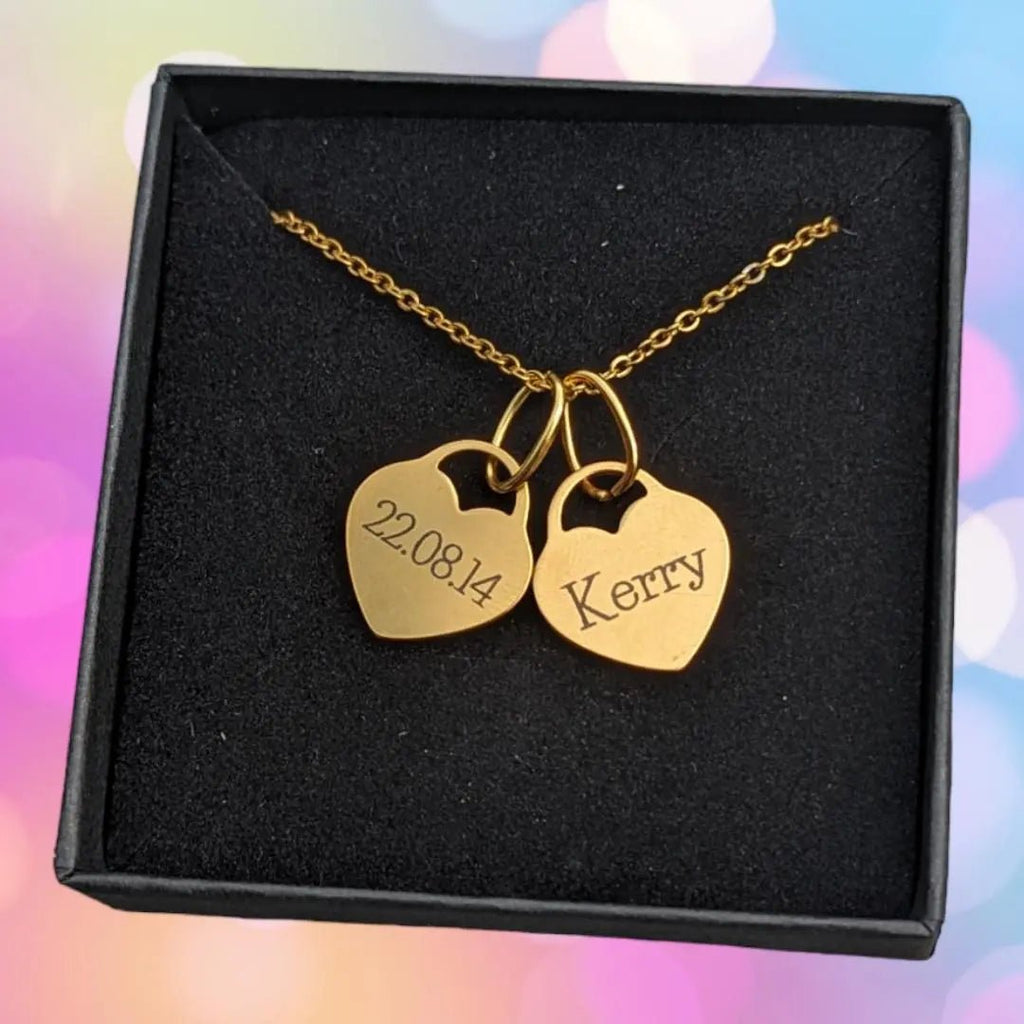 Personalised engraved heart tag necklace